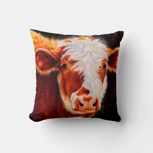 Wooly Bully - Hairy Hereford Calf Cow Pillow Kussen (Voorkant)