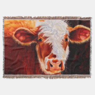 Wooly Bully - Hairy Hereford Calf Cow Throw Deken