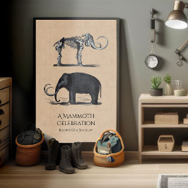 Wooly Mammoth and Skeleton Prehistorische dieren Poster