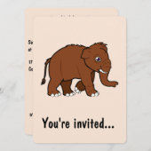 Wooly Mammoth Birthday Party Kaart (Voorkant / Achterkant)