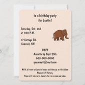 Wooly Mammoth Birthday Party Kaart (Achterkant)