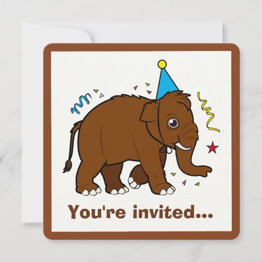 Wooly Mammoth Birthday Uitnodiging (Voorkant)