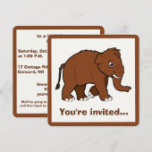 Wooly Mammoth Birthday Uitnodiging (Voorkant / Achterkant)