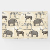 Wooly Mammoth en Irish Elk Prehistorisch Spandoek (Horizontaal)