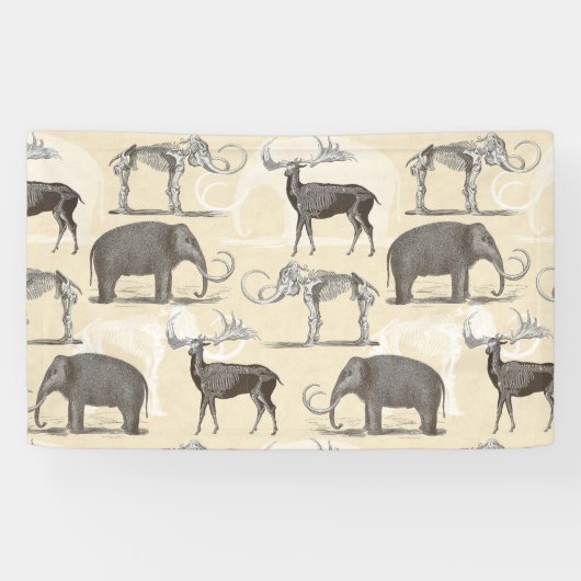 Wooly Mammoth en Irish Elk Prehistorisch Spandoek (Horizontaal)