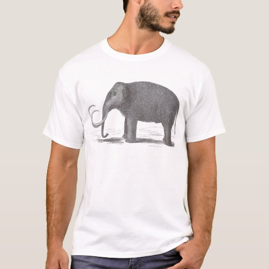 Wooly Mammoth Extinct Mastodon Antiek Print T-shirt (Voorkant)