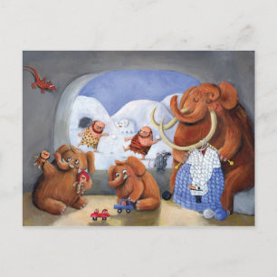 Wooly Mammoth Family in Ice Age Briefkaart