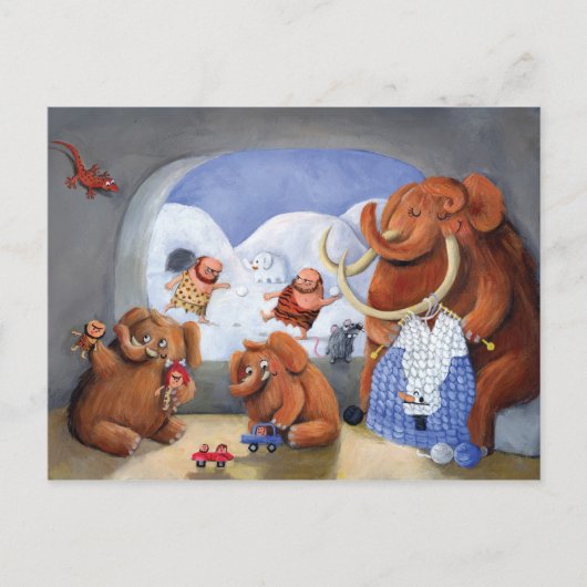 Wooly Mammoth Family in Ice Age Briefkaart (Voorkant)