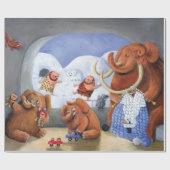 Wooly Mammoth Family in Ice Age Cadeaupapier (Vlak)
