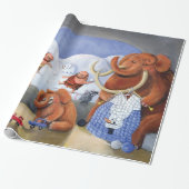 Wooly Mammoth Family in Ice Age Cadeaupapier (Uitgerold)