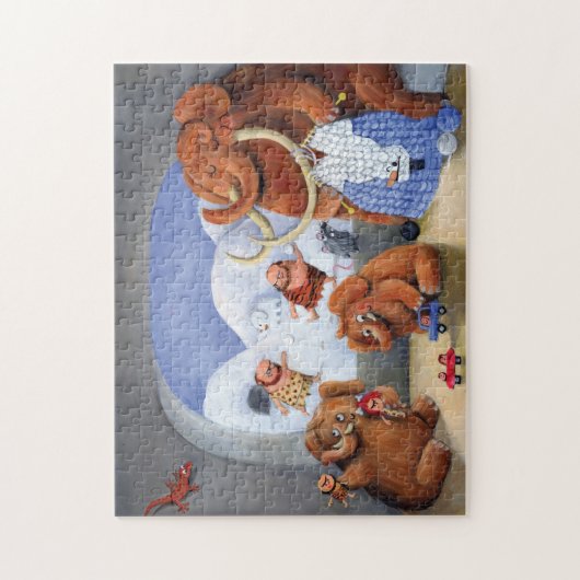 Wooly Mammoth Family in Ice Age Legpuzzel (Verticaal)