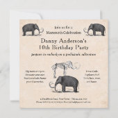 Wooly Mammoth Goede Tijden Jongens Verjaardagsfees Kaart (Achterkant)