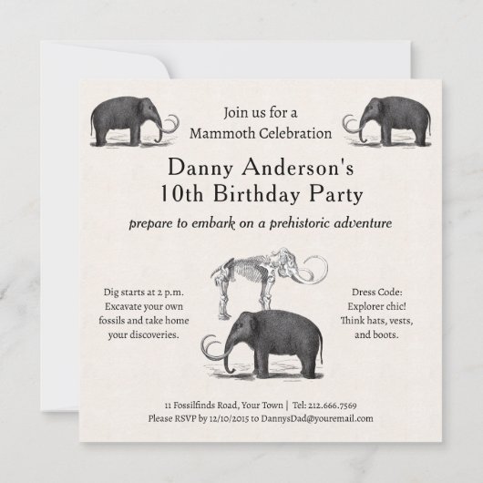 Wooly Mammoth Goede Tijden Jongens Verjaardagsfees Kaart (Achterkant)