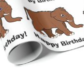 Wooly Mammoth Happy Birthday! Cadeaupapier (Rol Hoek)