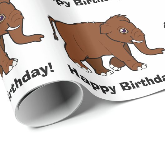 Wooly Mammoth Happy Birthday! Cadeaupapier (Rol Hoek)