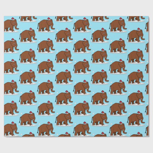 Wooly Mammoth in een Santa Hat met Kerstmis Cadeaupapier (Vlak)