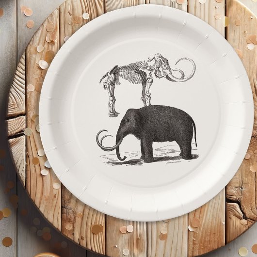 Wooly Mammoth Pre-historische olifant en skelet Papieren Bordje