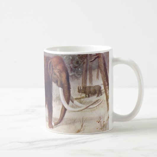 Wooly Mammoth Prehistorische Animal Antiek Print Koffiemok (Rechts)
