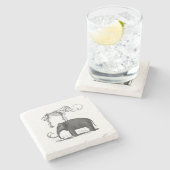 Wooly Mammoth Prehistorische olifant en Skeleton Stenen Onderzetter (Zijkant)