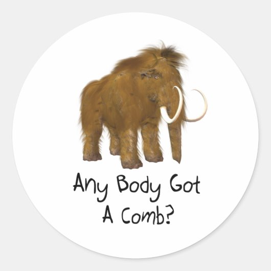 Wooly Mammoth Ronde Sticker (Voorkant)