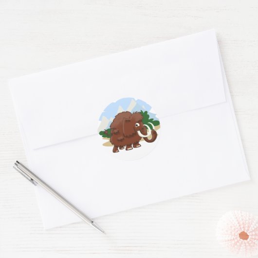Wooly Mammoth Ronde Sticker (Envelop)