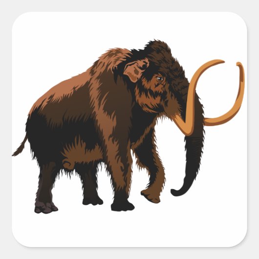 Wooly Mammoth Vierkante Sticker (Voorkant)