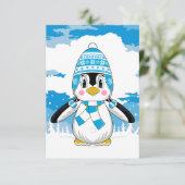 Wooly Pet Penguin RSVP-kaart RSVP Kaartje (Staand voorkant)