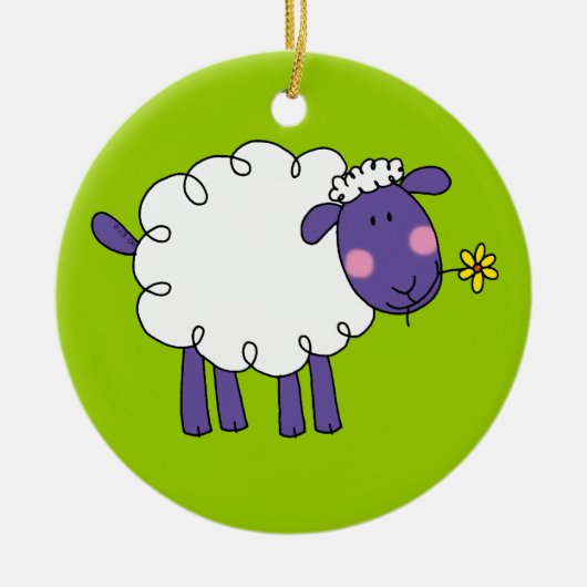 Wooly schaap keramisch ornament (Voorkant)