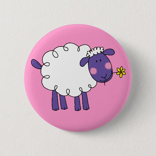 Wooly schaap ronde button 5,7 cm (Voorkant)
