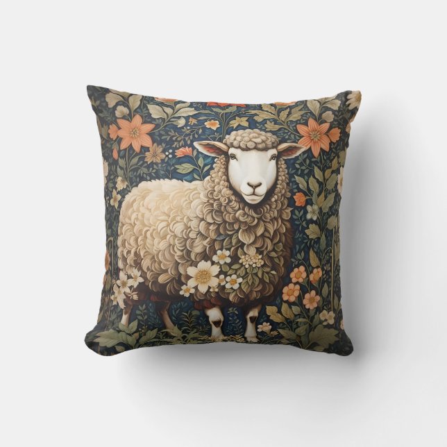 Wooly Sheep William Morris geïnspireerd door Flora Kussen (Voorkant)