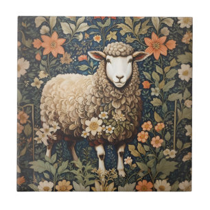 Wooly Sheep William Morris geïnspireerd door Flora Tegeltje