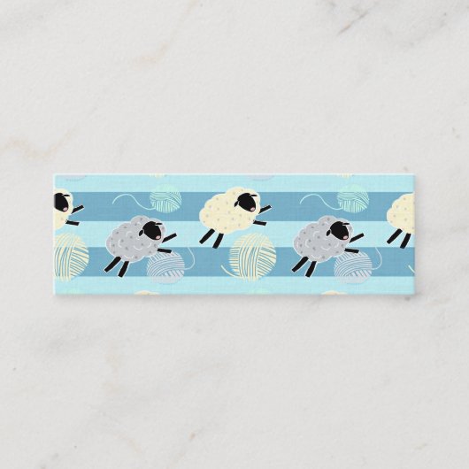 Wooly Sheep Yarn Crochet Knit Mini Visitekaartje (Voorkant)