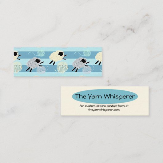 Wooly Sheep Yarn Crochet Knit Mini Visitekaartje (Voorkant / Achterkant)