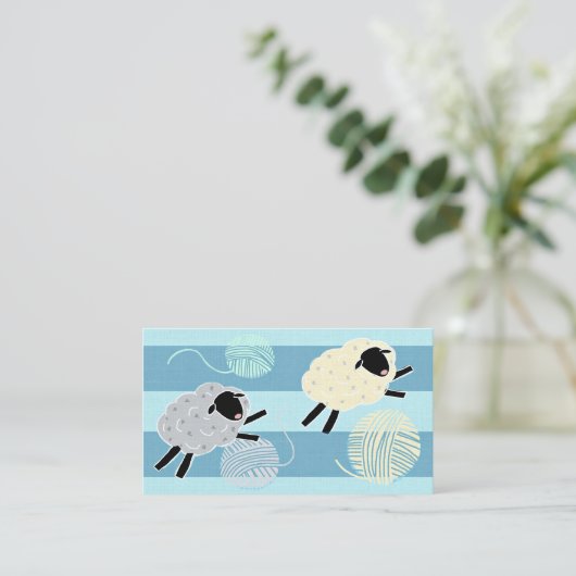 Wooly Sheep Yarn Crochet Knit Visitekaartje (Staand voorkant)