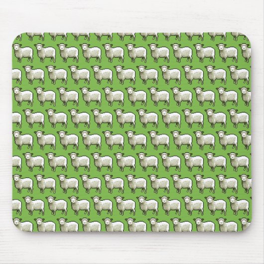 Wooly White Sheep Pixel Pattern Muismat (Voorkant)