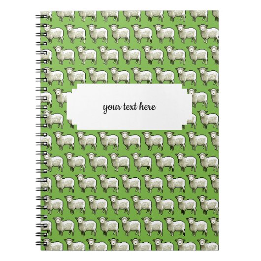 Wooly White Sheep Pixel Pattern Notitieboek (Voorkant)