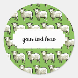 Wooly White Sheep Pixel Pattern Ronde Sticker