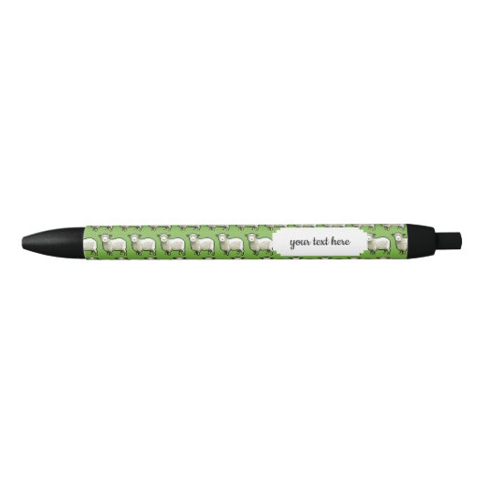 Wooly White Sheep Pixel Pattern Zwarte Inkt Pen (Voorkant)