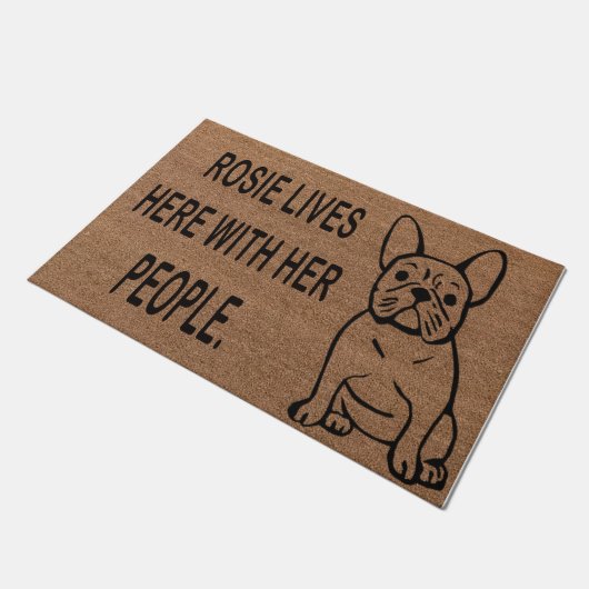 Woon hier met haar mensen deurmat, gepersonaliseer deurmat (Schuin)