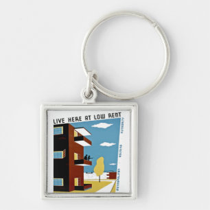 Woon hier voor een lage huur sleutelhanger