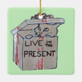 Woon in het Cadeau Keramisch Ornament (Achterkant)