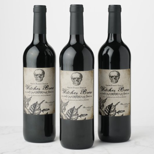 Woonaffair Halloween - Witches Brew Wine Label Wijn Etiket (Flessen)