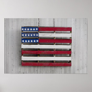 Woonboot Amerikaanse Vlag Poster