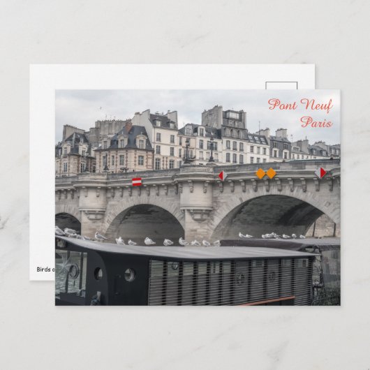 Woonboot bij Pont Neuf - Parijs, Frankrijk Briefkaart (Voorkant / Achterkant)