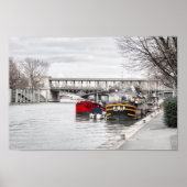 Woonboten afgemeerd bij Pont Bir-Hakeim - Parijs Poster (Voorkant)