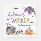 Woonde Witch Cat Halloween Birthday Party, elke le Servet (Voorkant)