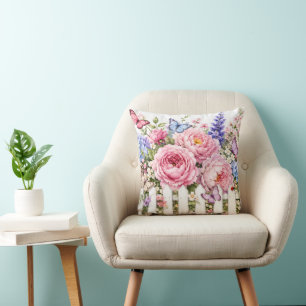 Woondecoratie Kussen Vlinder Bloemen