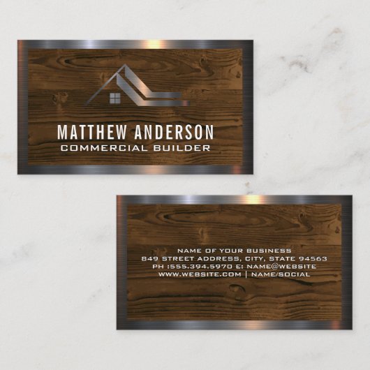 Woonhuizen | Hout Metaal Afwerking Visitekaartje (Voorkant / Achterkant)