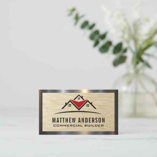 Woonhuizen | Houtstructuur Visitekaartje (Staand voorkant)