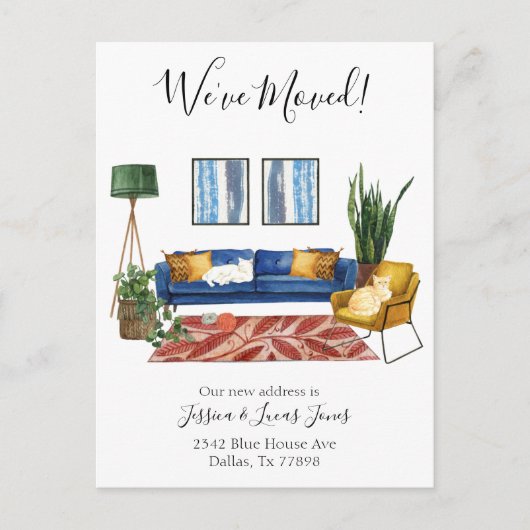 Woonkamer Bewegende Aankondiging We hebben katten (Voorkant)